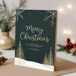 Merry Christmas Gold Folded Holiday Card シーズンカード