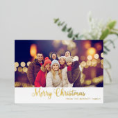 Merry Christmas Gold Red Photo Script Modern 箔シーズンカード (立ち正面)
