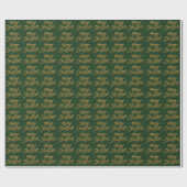 Merry Christmas Gold Script Holiday Pattern ラッピングペーパー (フラット)