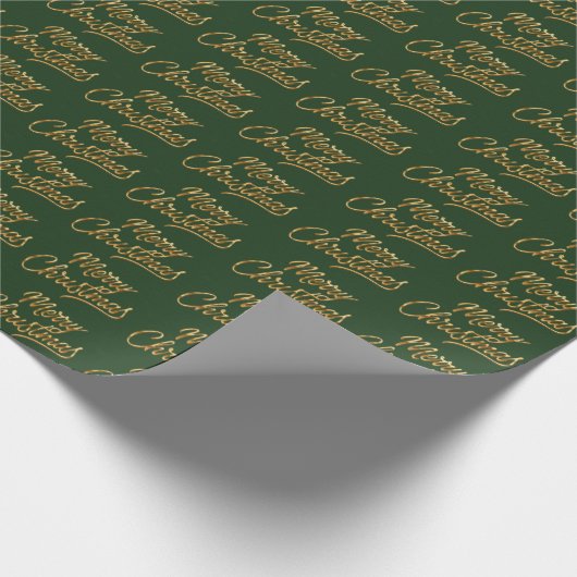 Merry Christmas Gold Script Holiday Pattern ラッピングペーパー (角)