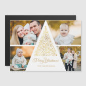 Merry Christmas Gold Swirl Tree 4 Photo Collage (正面/裏面)