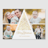 Merry Christmas Gold Swirl Tree 4 Photo Collage (正面)