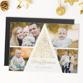Merry Christmas Gold Swirl Tree 4 Photo Collage