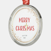 Merry Christmas Golden Cross Ornament Red Keepsake メタルオーナメント (左)