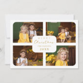 Merry Christmas Golden Minimalist 4 Photos Collage シーズンカード (正面)