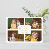 Merry Christmas Golden Minimalist 4 Photos Collage シーズンカード (スタンド正面)