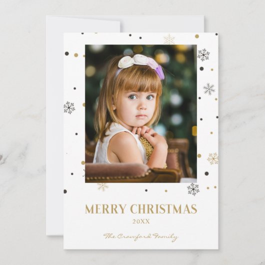 Merry Christmas Golden Snowflakes Family Photo (正面)