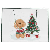 Merry Christmas Goldendoodle Dog ラージペーパーバッグ (裏面)