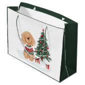 Merry Christmas Goldendoodle Dog ラージペーパーバッグ (裏面アングル)