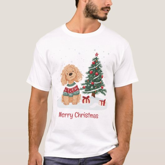 Merry Christmas Goldendoodle Dog Tシャツ (正面)