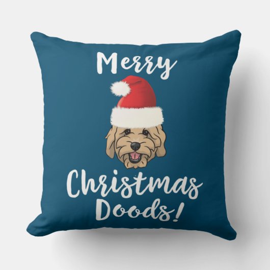 Merry Christmas Goldendoodle Funny Golden Doodle クッション (正面)
