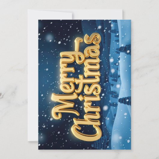  "Merry Christmas" goldene Schrift im Schnee 招待状 (正面)