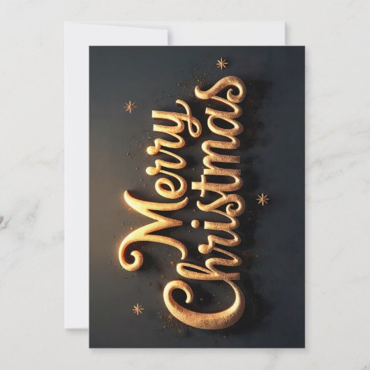 "Merry Christmas"  goldene Schrift in Englisch シーズンカード (正面)