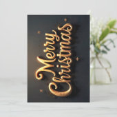 "Merry Christmas"  goldene Schrift in Englisch シーズンカード (スタンド正面)