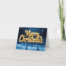 "Merry Christmas" goldene Schrift mit Schnee シーズンカード