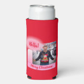 Merry Christmas Gradientモダン Add Photo文字 スリム缶クーラー (Seltzer正面)
