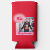 Merry Christmas Gradientモダン Add Photo文字 スリム缶クーラー (正面)