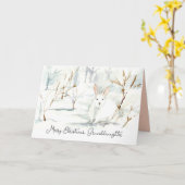 Merry Christmas Granddaughter White Rabbit Snow カード (黄色い花)