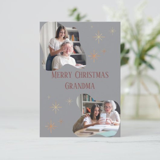 Merry Christmas Grandma – Card with Your Photos サンキューカード (スタンド正面)