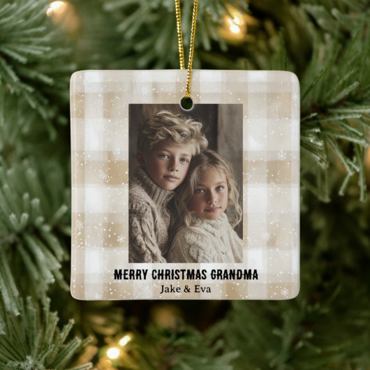 Merry Christmas Grandma | Family Photo Ornament セラミックオーナメント (ツリー)