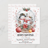 Merry Christmas Grandma & Grandpa Custom Name Card シーズンカード (正面/裏面)
