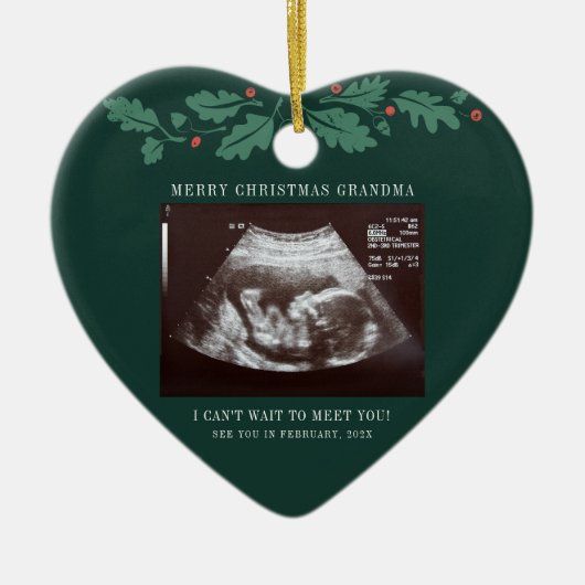 Merry Christmas Grandma Pregnancy Scan Photo セラミックオーナメント (正面)