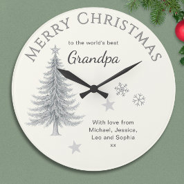 Merry Christmas Grandpa Cream Keepsake ラージ壁時計