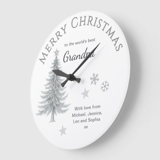 Merry Christmas Grandpa Personalized Keepsake ラージ壁時計 (傾斜)