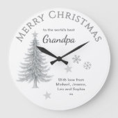 Merry Christmas Grandpa Personalized Keepsake ラージ壁時計 (正面)