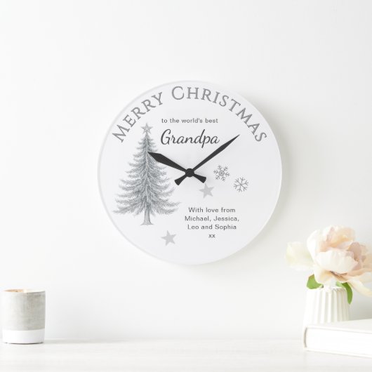 Merry Christmas Grandpa Personalized Keepsake ラージ壁時計 (ホーム)