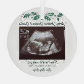 Merry Christmas Grandparent Pregnancy Announcement ガラスオーナメント (裏面)