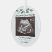 Merry Christmas Grandparent Pregnancy Announcement ガラスオーナメント (正面左)