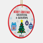 Merry Christmas Grandparents Snowflakes Tree PHOTO セラミックオーナメント (右)