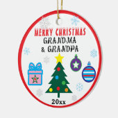 Merry Christmas Grandparents Snowflakes Tree PHOTO セラミックオーナメント (左)