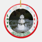 Merry Christmas Grandparents Snowflakes Tree PHOTO セラミックオーナメント (裏面)