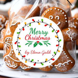 Merry Christmas Green and Red ラウンドシール