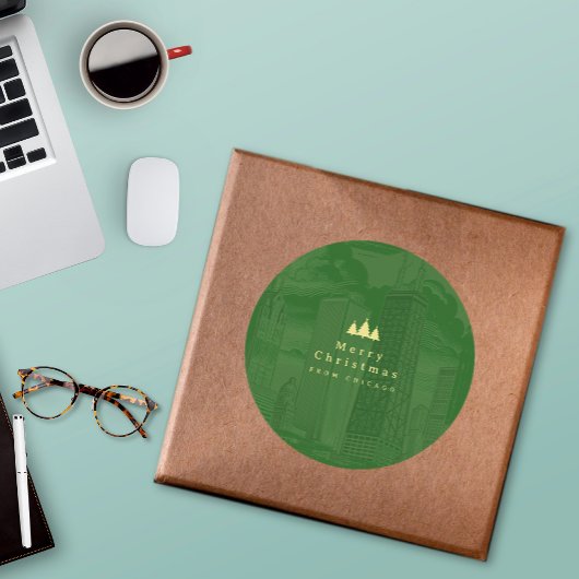 Merry Christmas Green Custom ラウンドシール