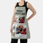 Merry Christmas Green Doodles 5 Photo Family Gift エプロン (インサイチュ)