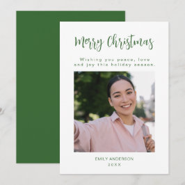 Merry Christmas Green Family Photo Holiday Card シーズンカード