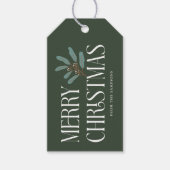 Merry Christmas Green Holiday Botanical ギフトタグ (正面)