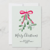 Merry Christmas Green Mistletoe シーズンカード (正面)