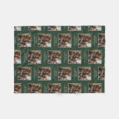 Merry Christmas Green Photo Holiday フリースブランケット (正面(横))