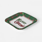 Merry Christmas Green Plaid with Holly ペーパープレート (傾斜あり)