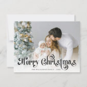 Merry Christmas Green Stylish Lettering Photo  シーズンカード (正面)