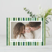 Merry Christmas Green watercolor stripes シーズンカード (スタンド正面)