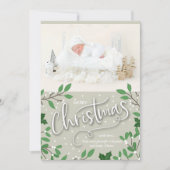 Merry Christmas Greenery写真誕生のお知らせ シーズンカード (正面)