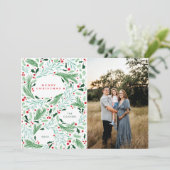 Merry Christmas Greenery and berrie Holiday Design シーズンカード (スタンド正面)