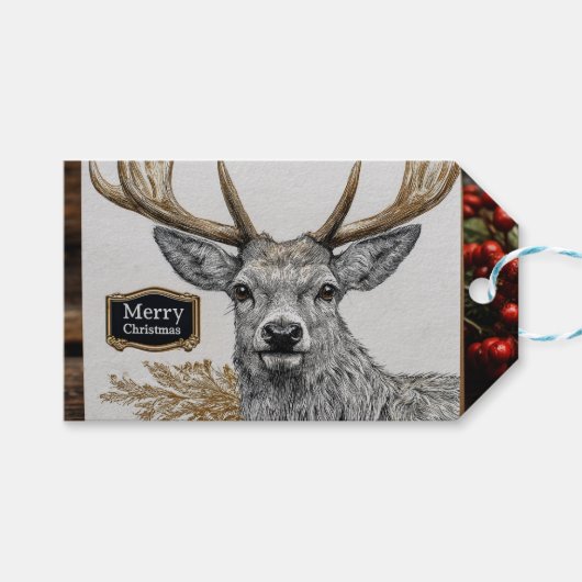 Merry Christmas greeting ギフトタグ (正面(横))