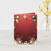 Merry Christmas Greeting Card with Festive Ribbons カード (黄色い花)