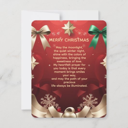 Merry Christmas Greeting Card with Festive Ribbons シーズンカード (正面)